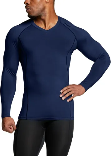 Miniatura 2 de TSLA - Camiseas térmicas de compresión de manga larga con cuello en V para hombre, ideales para usar como capa base para hacer ejercicio, correr