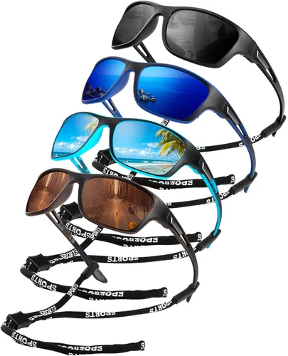 Miniatura 23 de KALIYADI Gafas de sol polarizadas para hombre, gafas de sol deportivas para conducir, ciclismo, pesca, con protección UV Negro mate/azul hielo/azul