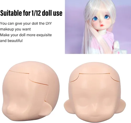 Miniatura 5 de Cabeza de muñeca en blanco, reemplazo de exquisita bola articulada de silicona para muñeca articulada de 1/12 bola para adultos (blanco normal)