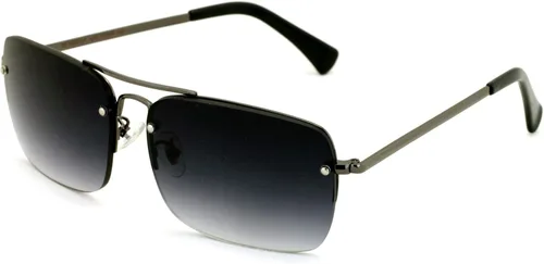 Gafas de sol grandes para exteriores, lentes de lectura sin montura de metal, lentes grandes rectangulares tintadas Negro plomizo.