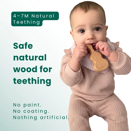 Miniatura 3 de HippoToys - Sonajero de madera hecho a mano Juguete de dentición natural Juguete de desarrollo sensorial Montessori Juguete orgánico no tóxico