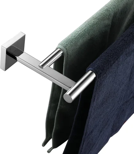 Miniatura 10 de KOKOSIRI Toalleros dobles de 32 pulgadas para baño, color negro mate, soporte para toallas de baño de 32 pulgadas para pared de baño, acero