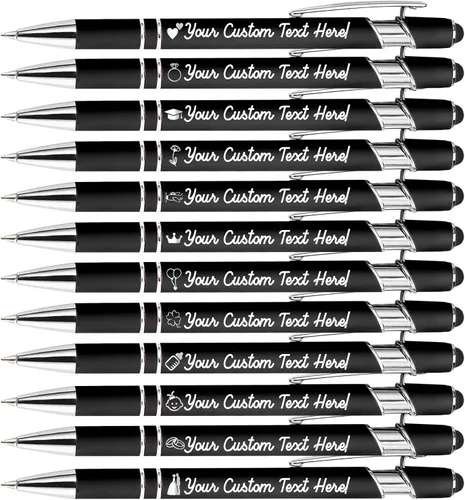 Amlion Bolígrafos personalizados a granel, bolígrafos personalizados con lápiz capacitivo con nombre, mensaje y logotipo grabado, regalo para