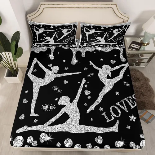 Miniatura 43 de Erosebridal Sábana bajera ajustable de gimnasia con bolsillo profundo para niñas y niños, tamaño individual, juego de ropa de cama deportiva