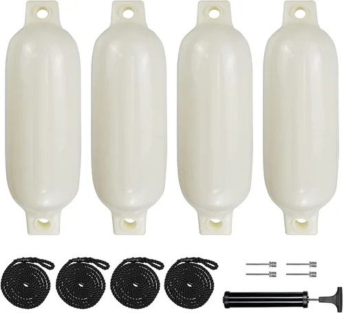 Miniatura 11 de Defensas de Barco Paquete de 4 4.5"/5.5"/6.5"/8.5" Defensas Marinas Inflables con Nervaduras con Líneas de Defensa 6.5ft Agujas y Bomba para Ojos