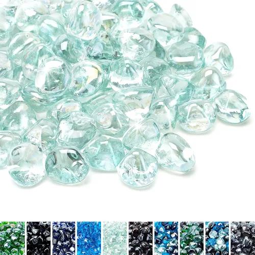 Miniatura 13 de Skyflame Diamantes de vidrio de fuego de 10 libras para paisajismo de chimeneas de hoguera, diamantes de fuego de vidrio reflectante de 1/2 pulgada