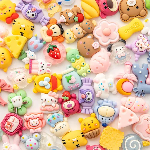 Miniatura 3 de Juego de dijes de dibujos animados de slime – Lote mixto surtido de dijes kawaii de resina plana para hacer manualidades, decoraciones, álbumes