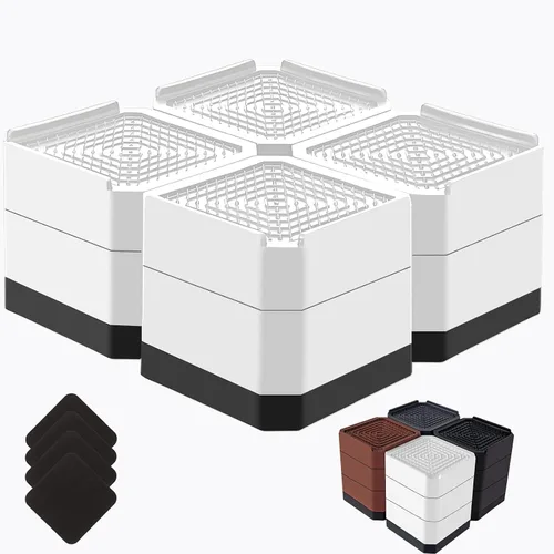 Miniatura 14 de Elevadores de cama resistentes, bloques elevadores de muebles ajustables de 1.5, 3, 4.3 pulgadas para patas de sofá, mesa, escritorio, refrigerador