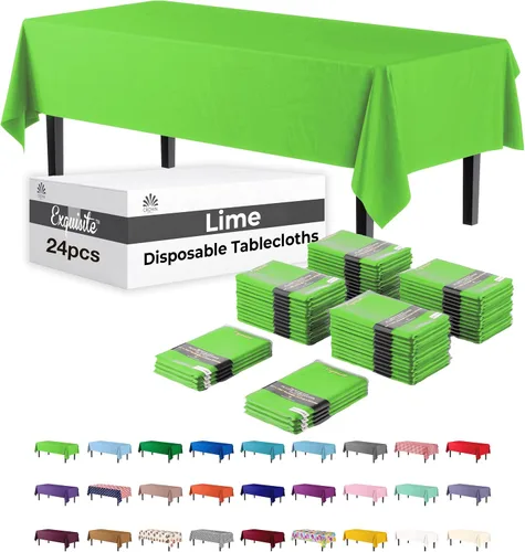 Miniatura 30 de Party Solids Mantel rectangular de plástico color azul aguamarina, 54 x 108 pulgadas, paquete de 24