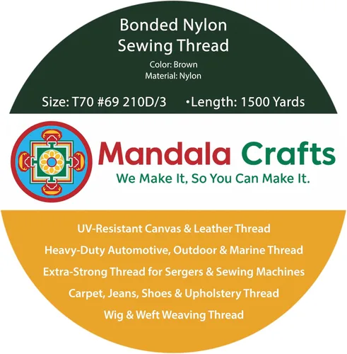 Miniatura 8 de Mandala Crafts - Hilo de nailon para coser cuero, tapicería, mezclilla y para trenzar el pelo; resistente, 1500 yardas, tamaño 69 T70 Marrón