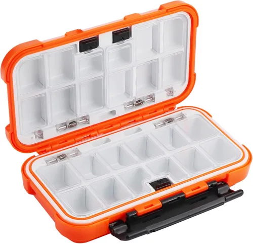 Hlotmeky Pequeña caja de aparejos para kayak, caja de señuelos de pesca impermeable, almacenamiento de terminales, organizador de anzuelos de pesca