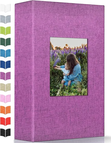 Miniatura 48 de Álbum de fotos Artfeel 4x6 con 300 bolsillos, álbumes de fotos deslizables, libro de memorias con cubierta de lino y ventana frontal, libro de fotos