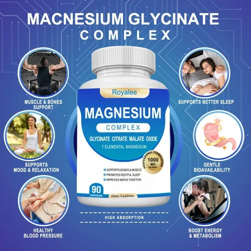 Miniatura 2 de Suplemento complejo de magnesio – 1000 mg con 7 formas de magnesio incluyendo glicinato, citrato, malato, taurato y orrotato – Apoya la relajación