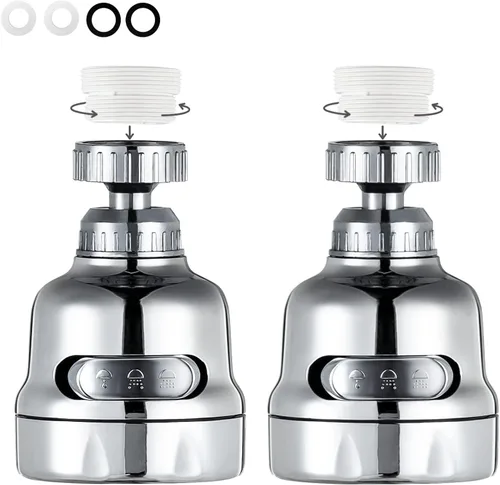 Accesorio rociador de grifo, accesorios de aireador de grifo giratorio de 360 grados, 3 modos ajustables para fregadero de cocina, cabezal de grifo