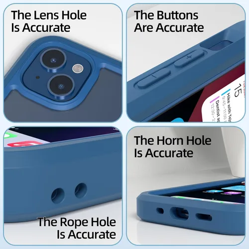 Miniatura 6 de WXR Funda para iPhone 13 mini/iPhone 12 Mini, parachoques de silicona suave y parte trasera de policarbonato duro transparente e interior de Azul