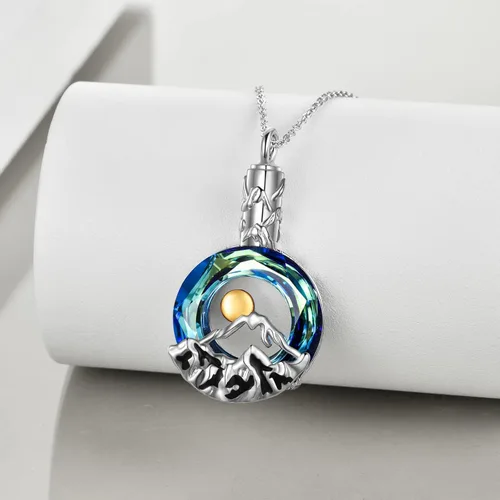 Miniatura 3 de Collar de montaña de plata de ley con colgante de montaña de cristal y colgante de montaña para esquiadores excursionistas campistas escaladores