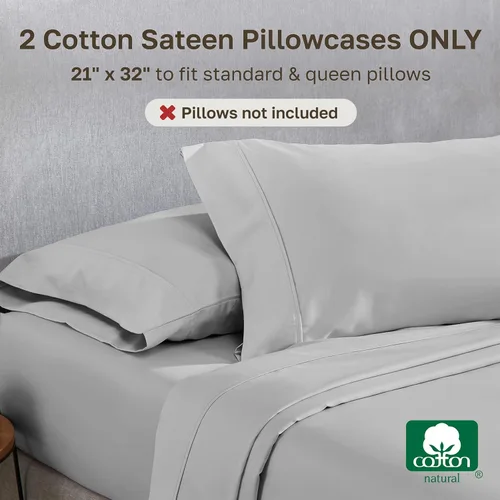 Miniatura 3 de Fundas de almohada de algodón de 400 hilos 07 - Gris claro