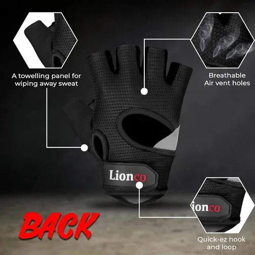 Miniatura 3 de LIONCO Guantes de entrenamiento para hombres y mujeres, guantes de levantamiento de pesas con gel transpirable acolchados de excelente agarre
