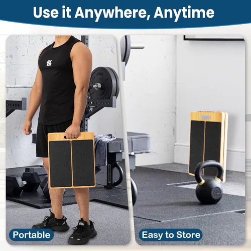 Miniatura 4 de StrongTek 13” Wide Portable Wooden Slant Board, 5-Level Incline (15°-35°), Lower Grip Handle, Beginner & Rehab Friendly, Non-Slip Surface for Calf