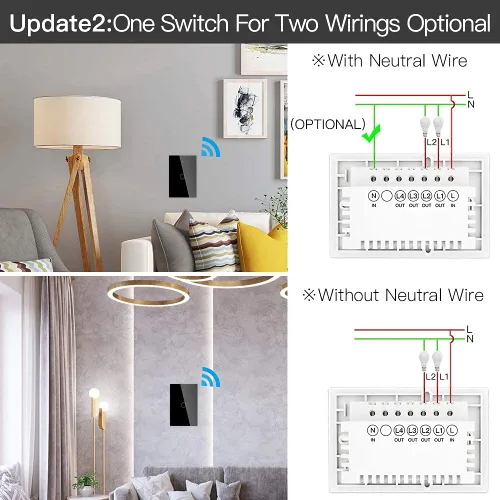 Miniatura 3 de MOES ZigBee - Interruptor de luz de pared táctil inteligente, requiere Tuya ZigBee Hub, sin cable neutro/cableado N+L, sin condensador, Smart Life
