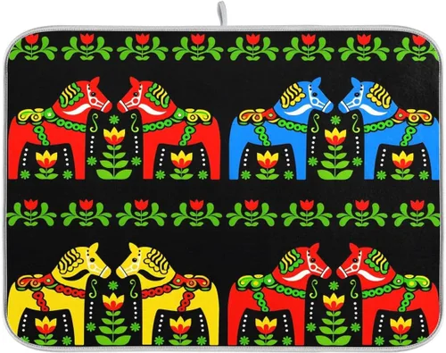 Miniatura 9 de Tapete de secado de platos, girasoles en madera, tapete de secado reversible absorbente de flores, tapete de secado de platos, tapete para secar