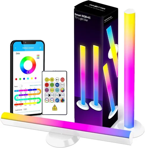Barra de luz RGB, barras de luz de juego con múltiples opciones de colocación, luces de juego LED inteligentes con sincronización de música y modos