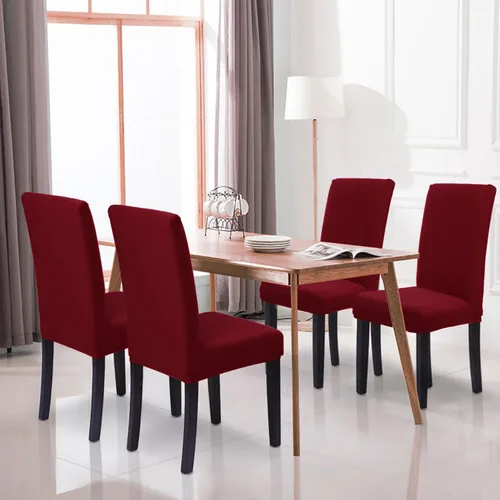 Miniatura 2 de HZDHCLH Juego de 4 fundas para sillas de comedor color burdeos, fundas elásticas de elastano para sillas Parsons, paquete de 4, fundas de asiento
