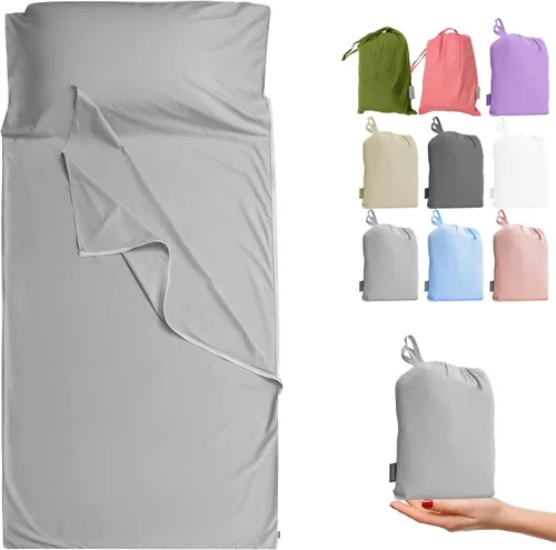 Miniatura 17 de Forro de saco de dormir 100% algodón con cremallera, sábana de viaje para adultos, para hoteles, camping, excursionistas, colchón, caravana, sofá