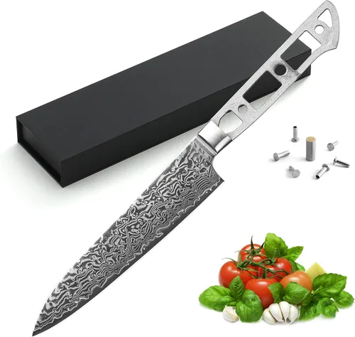KATSURA Kit de proyecto de carpintería – Cuchillo de chef pequeño utilitario en blanco – 6.5 pulgadas – AUS 10 japonés premium AUS 10, 67 capas de
