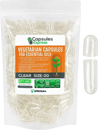 Miniatura 14 de XPRS Nutra Cápsulas veganas vacías de tamaño 0 – 100 cápsulas vegetales transparentes para aceite esencial – Tapas de verduras vacías – El relleno