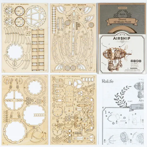 Miniatura 3 de Rolife Kit de modelo de rompecabezas de madera 3D para adultos para construir (aeronave y Big Ben)