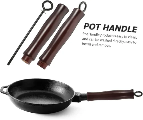 Miniatura 2 de 2 piezas de mango de wok mango de sartén accesorios de wok mango extraíble mango de sartén mango de agarre para olla caliente, mango de sartén mango
