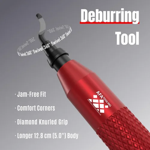 Miniatura 17 de AFA Tooling - Herramienta de desbarbado con 11 cuchillas HSS M2 - Mango de aluminio micropulido y anodizado con agarre moleteado de diamante - Ideal