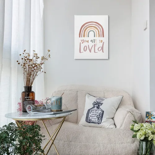 Miniatura 2 de PHAMTE Arte de pared con texto en inglés "You Are So Loved", con texto en inglés "You Are So Loved", impresión de colores neutros y arcoíris