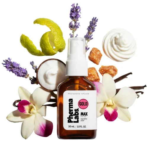 MAX GOLD for Her - Perfume de lujo con infusión de feromonas para mujeres, aroma distintivo que mejora la presencia, fragancia femenina de larga