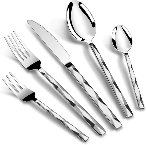 SSGP Juego de cubiertos para 8, 40 piezas juego de utensilios de cubertería de acero inoxidable resistente para servir, acabado espejo, elegante y