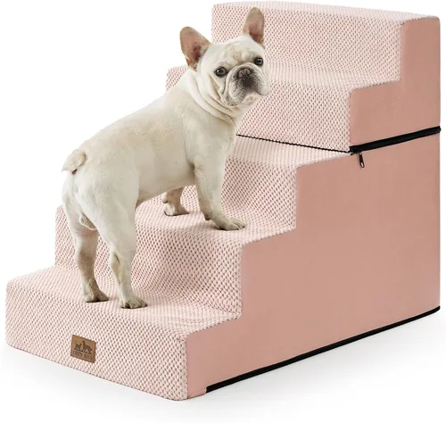 Miniatura 17 de COZY KISS Escaleras para perros pequeños, escaleras extraíbles de 4 niveles para sofá y cama, escalones para perros de 17.7 pulgadas de alto