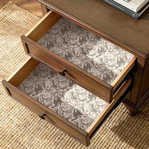 Miniatura 2 de Papel tapiz floral neutro para despegar y pegar, gris, beige, marrón, marrón topo, marrón, marrón, marrón, marrón, marrón, marrón, vintage, papel