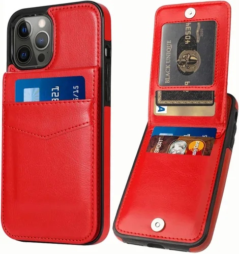 Miniatura 7 de Funda tipo cartera para iPhone 13 Pro Max con tarjetero para mujeres y hombres, de piel sintética, para iPhone 13 Pro Max de 6.7 pulgadas (azul)