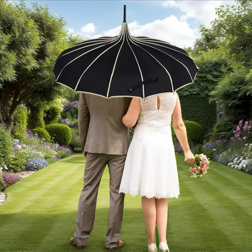 Miniatura 7 de TopTie Paraguas de pagoda sombrilla nupcial boda paraguas resistente al sol a prueba de viento