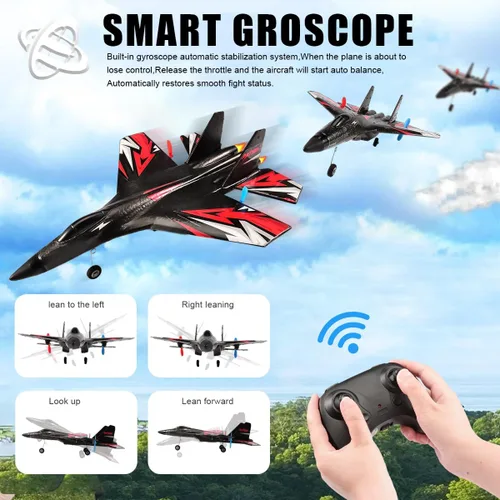 Miniatura 3 de Nueva actualización de avión SU27 RC, juguetes de combate de control remoto, 2.4 GHz 6 ejes estabilizador RTF planeador avión avión con 2