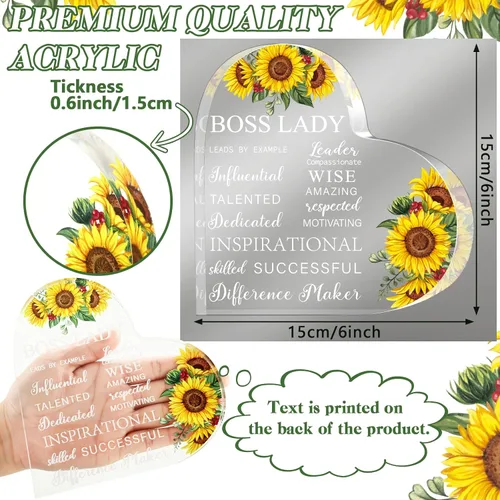 Miniatura 3 de Yalikop Regalos de jefa, regalos para mujer de 4 x 4 x 0.6 pulgadas, acrílico para escritorio, oficina, citas inspiradoras, recuerdo y pisapapeles