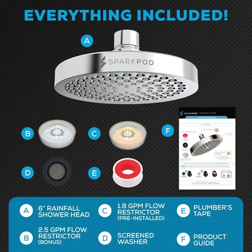 Miniatura 8 de SparkPod - Regadera, lluvia de alta presión, diseño de calidad prémium, instalación en 1 minuto, reemplazo ajustable fácil de limpiar para tu baño