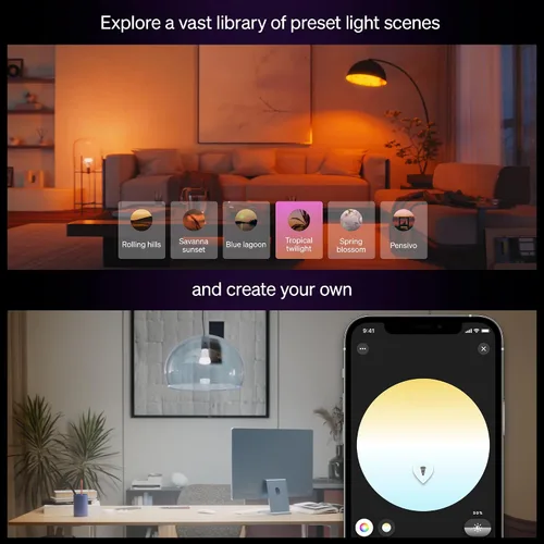 Miniatura 8 de Philips Hue Bombilla LED inteligente A19, 1 paquete, ambiente blanco y color, base E27, 9.5W, luz de espectro completo 1000K-20000K, 1100 lúmenes