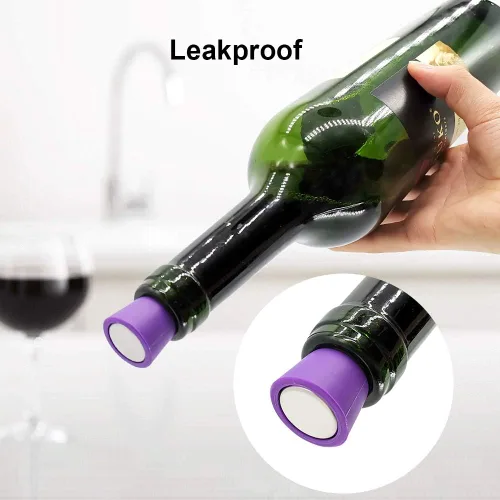 Miniatura 4 de 6 tapones de vino, tapón reutilizable de silicona para botella de vino espumoso y tapón para botella de bebidas con agarre superior para mantener