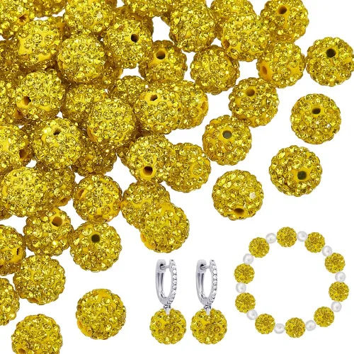 Miniatura 17 de PH PandaHall 100 cuentas de arcilla de hematita con diamantes de imitación negros de 0.394 pulgadas (0.394 in) – cristal de polímero pavimenta bola