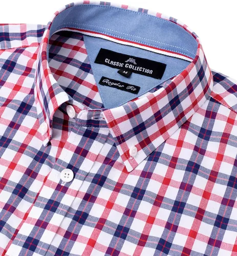 Miniatura 3 de Alimens & Gentle Camisas a cuadros con botones para hombre, camisas de vestir de manga larga de algodón, camisas de guingán de ajuste regular