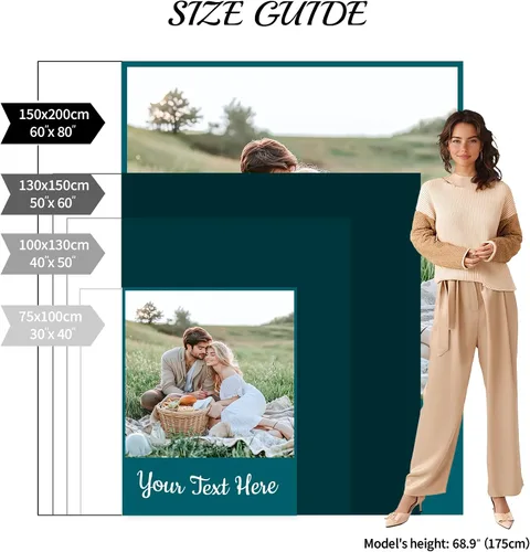 Miniatura 7 de Mantas personalizadas con 1 foto y texto impreso en Estados Unidos Manta personalizada con imagen de 30 x 40 pulgadas Mantas personalizadas