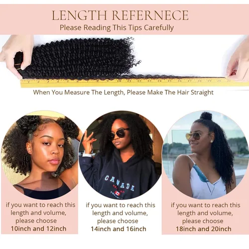 Miniatura 6 de Loxxy Afro rizado extensiones de clip grueso 100 % virgen Remy cabello humano 4B 4C negro natural 7 piezas con 17 clips 4.23 onzas/120 g por juego