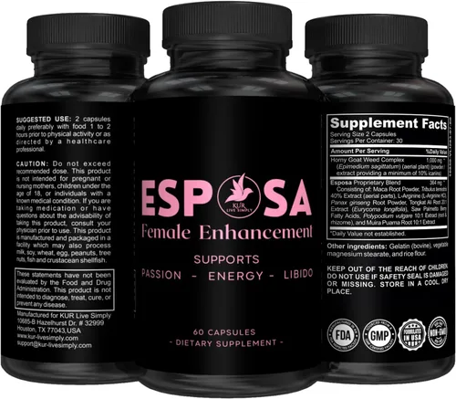 Esposa - Apoyo para la libido femenina para mujeres, reaviva la pasión, aumenta la energía y la sensibilidad, aumenta el estado de ánimo y el deseo,